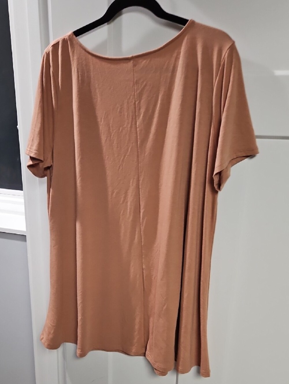 Zenana Outfitters Tan Crisscross V-Neck Short Sleeve Tee - Picture 3 of 3